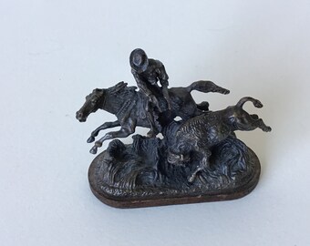 Vintage Goebel Olszewski Miniature Bronze Cowboy Western Figurine American Frontier