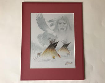 Del Iron Horse Original Art Drawing Lakota American Indian Western Art