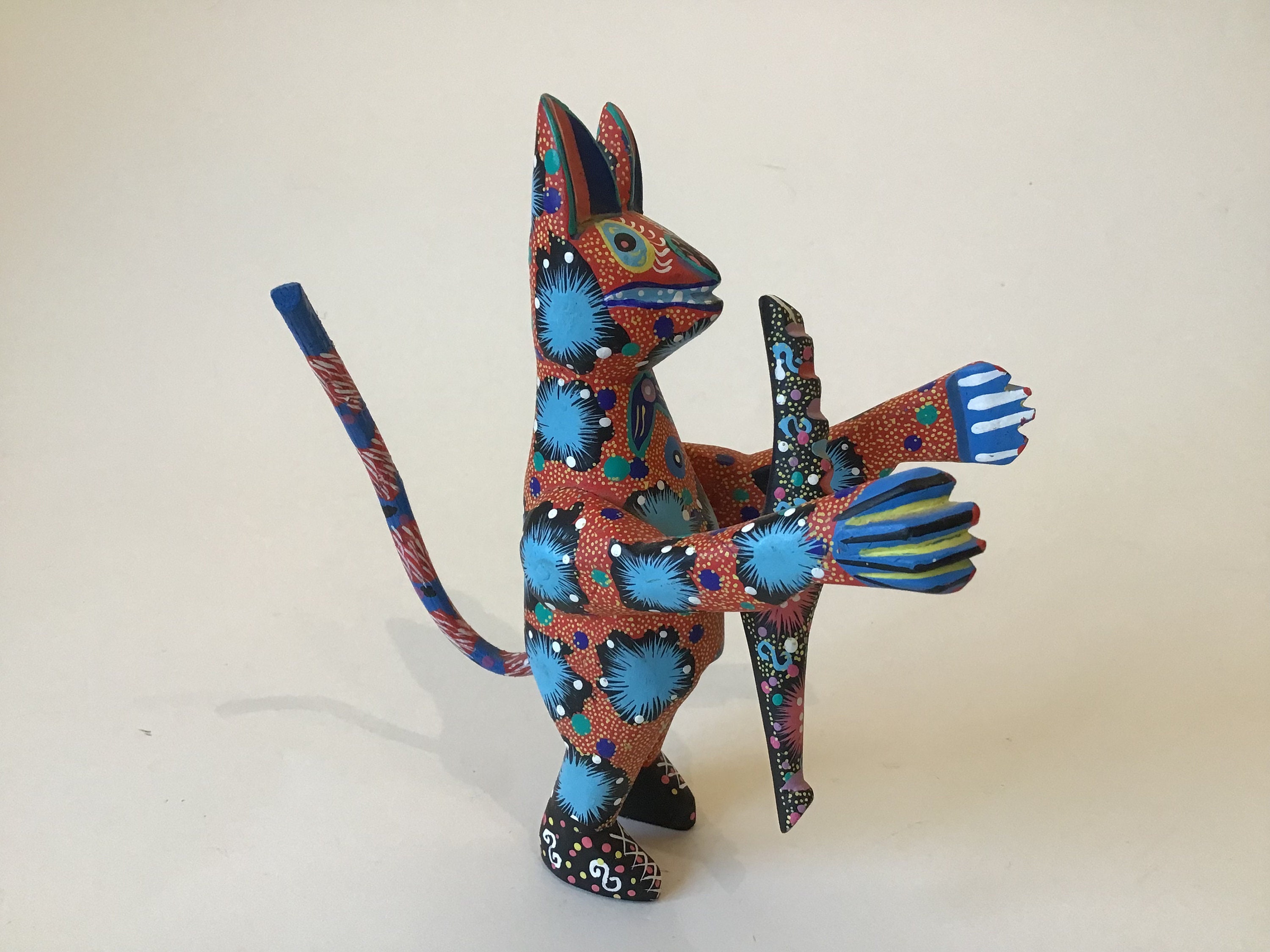 Oaxaca Alebrije Mexican Folk Art Gilberto Ortega Mendez Cat With