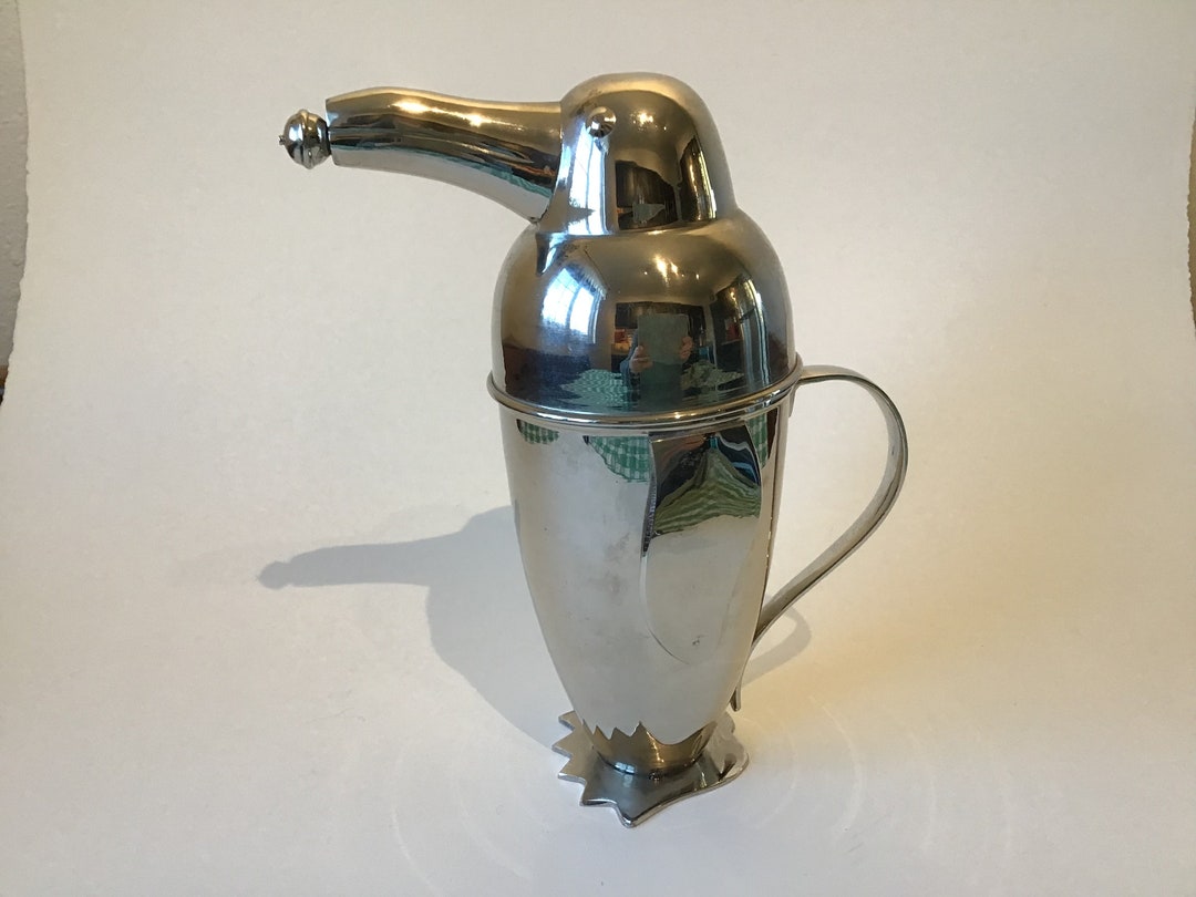 Vintage Restoration Hardware Art Deco Penguin Chrome Cocktail Etsy