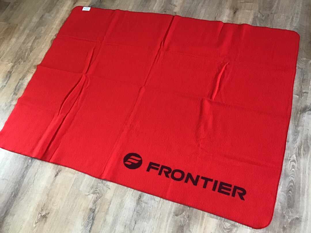 Vintage Frontier Airlines Faribo 100 Wool Throw Blanket Red Etsy