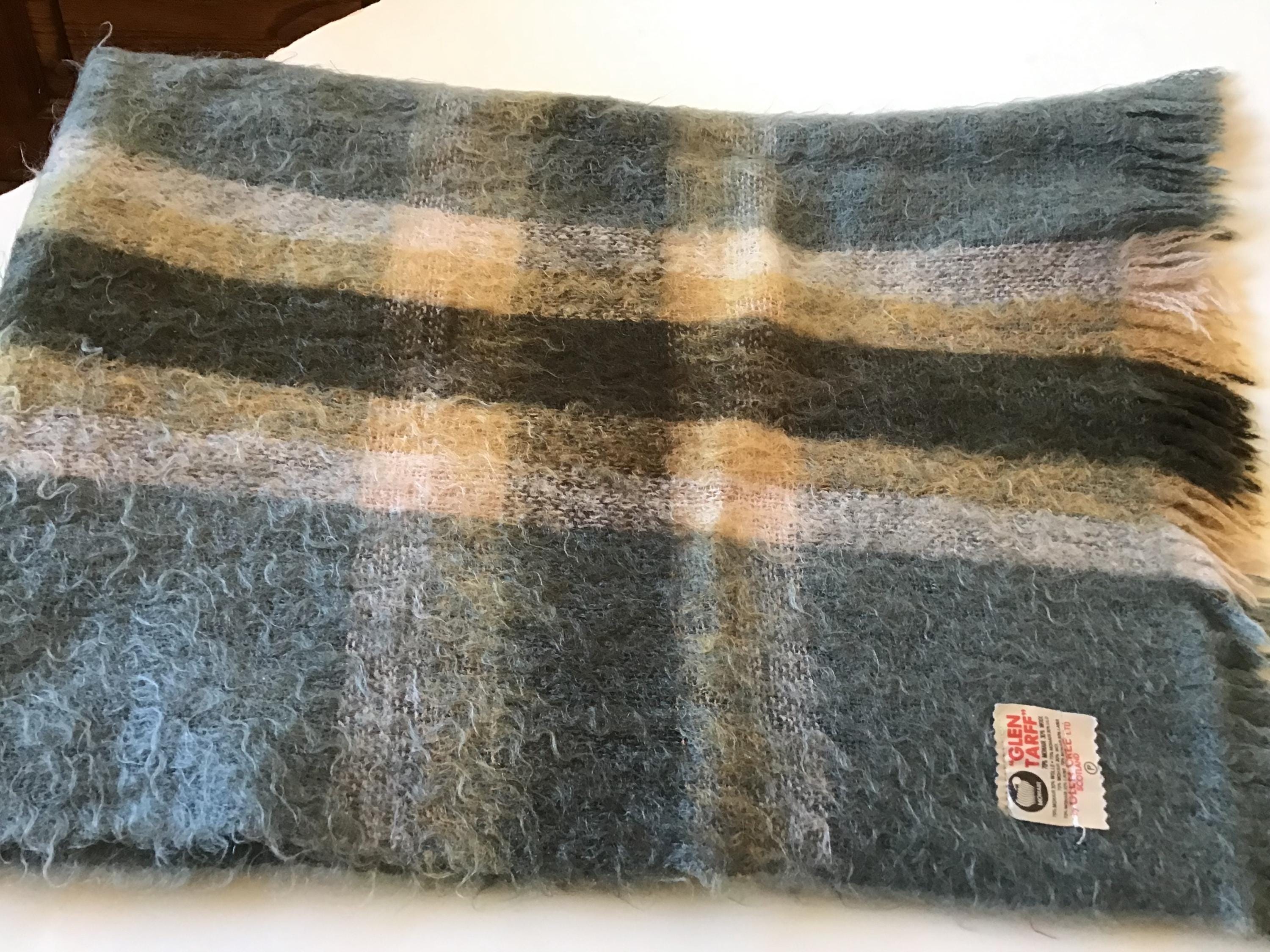 【希少‼️】GLEN CREE100%モヘア ブランケットスコットランド GLEN CREE】Made in Scotland 100% Mohair Check Blanket Scarf