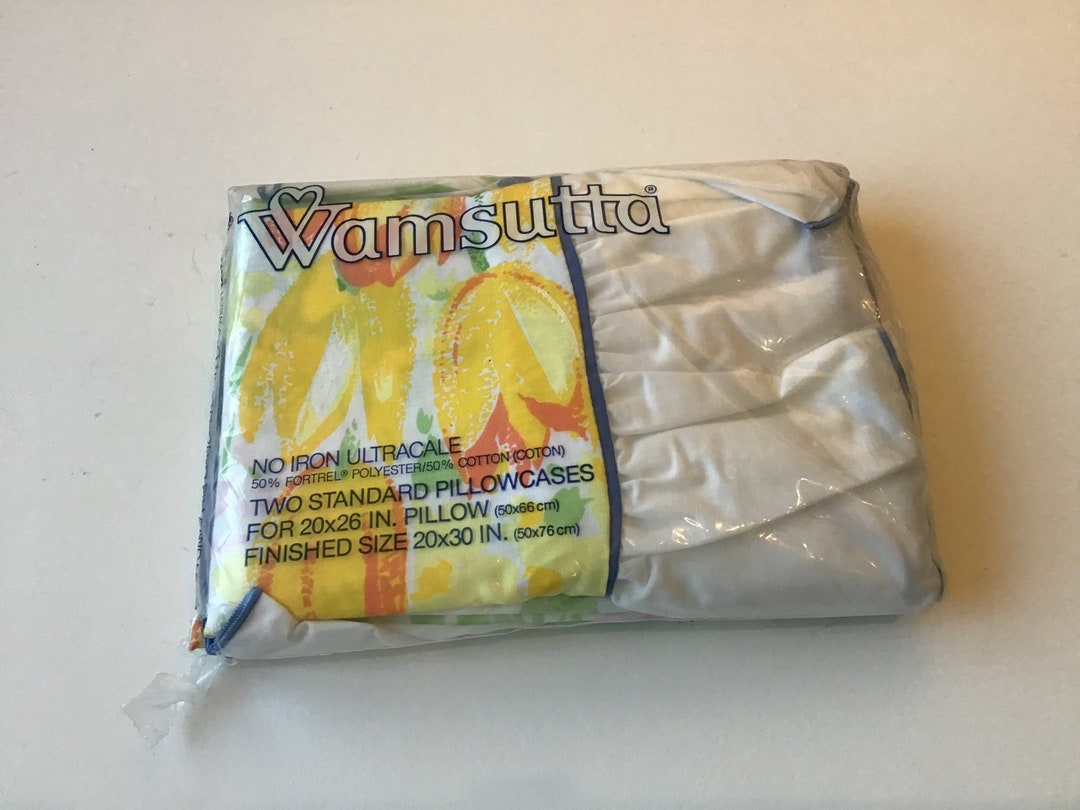 Vintage Wamsutta Two Standard Pillowcases Floral Flowers With Ruffle in