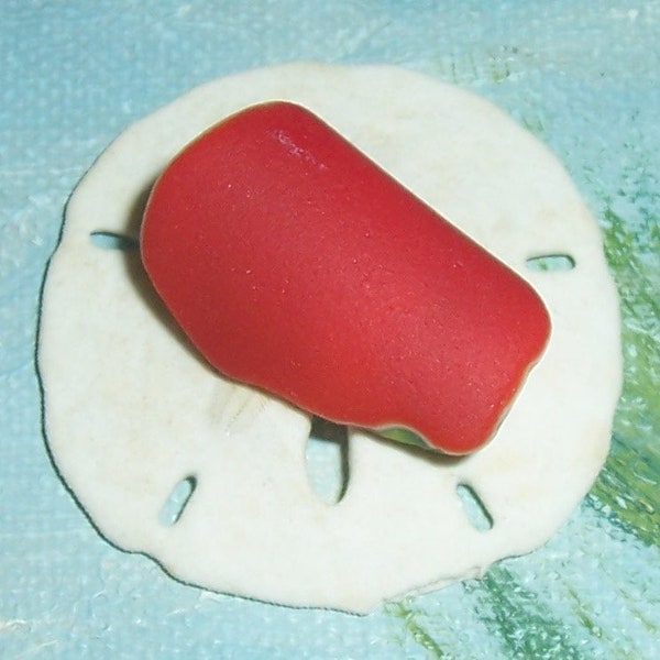 Genuine, NATURAL Surf Tossed Rare Green, White & RED Art Glass Puerto Rico Sea GLASS