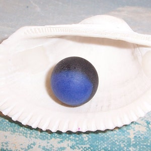 Genuine, NATURAL Surf Tossed BLACK & Blue Opaque Puerto Rico Sea Glass MARBLE