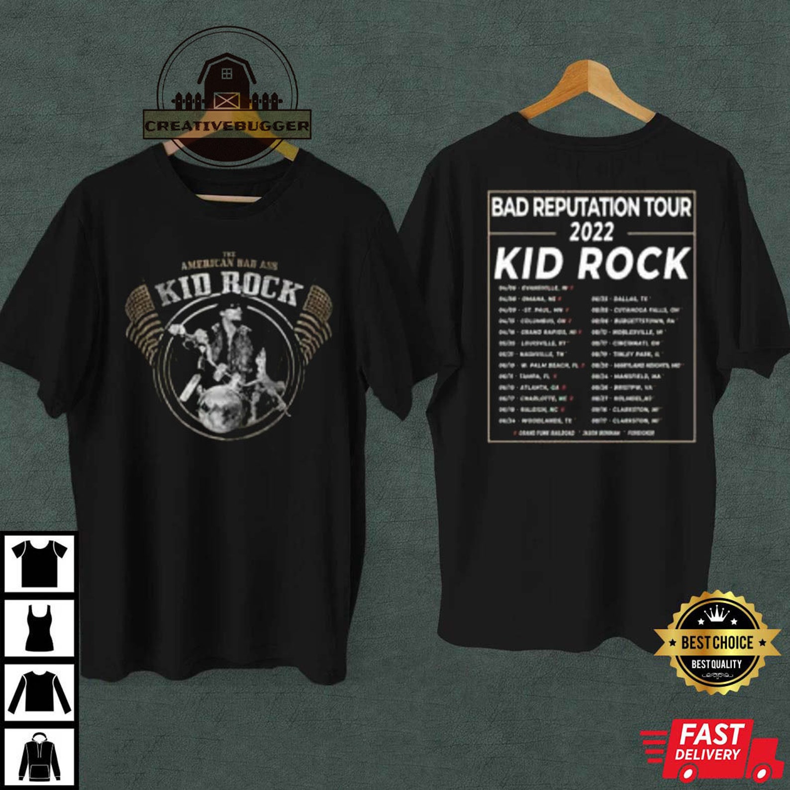 kid rock bad reputation tour shirts