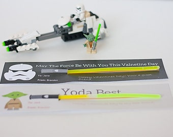 Personalized Star Wars LightSaber Printable Valentine | Etsy