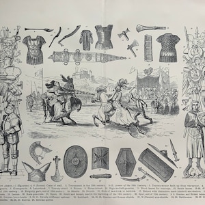 Ancient Armor // Book illustration plate art for framing // 1900&#39;s