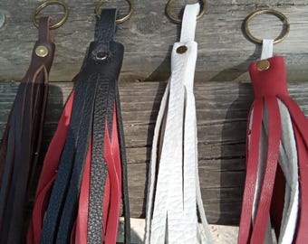 Personalize you identity Handcrafted Fancy fringed leather keychain fringes hand cut