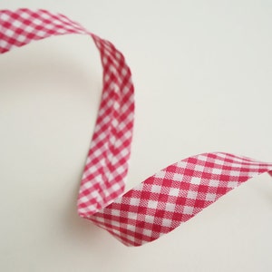 3 yards Fuchsia Pink Gingham Bias Tape, Gingham Bias Binding, Checked Bias Tape, Single Fold Bias Tape, Double Fold Bias Tape, Quilt Binding