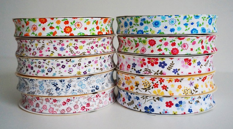 Floral Bias Tape, 3 yards, Floral Bias Binding, Double Fold Bias Tape, Bias Trim, Bias Binding, Decorations, Pink Flowers image 2