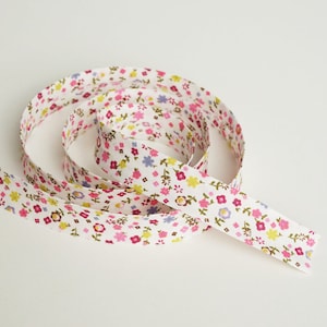 Floral Bias Tape, 3 yards, Floral Bias Binding, Double Fold Bias Tape, Bias Trim, Bias Binding, Decorations, Pink Flowers image 1