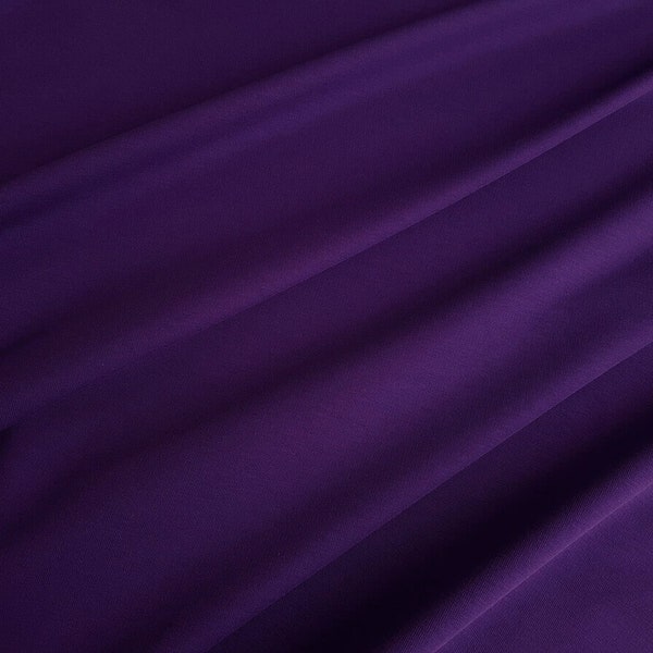 Dark purple jersey knit fabric | Solid cotton spandex fabric by the yard or 1/2 yard | Lavender Stretch fabric 62" (160cm) wide | 47