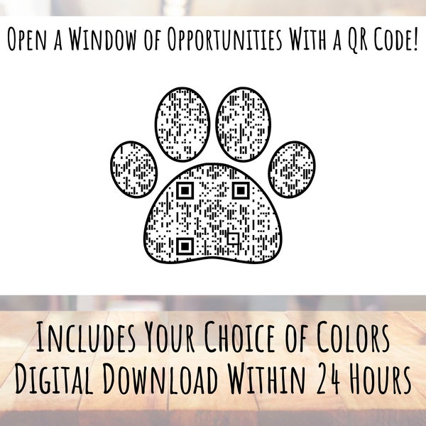 Paw Shaped Custom QR Code | Website, WIFI, Menu, Scan to pay, Social Media | 3 file types | Any Color | Never Expires | 24-Hour delivery