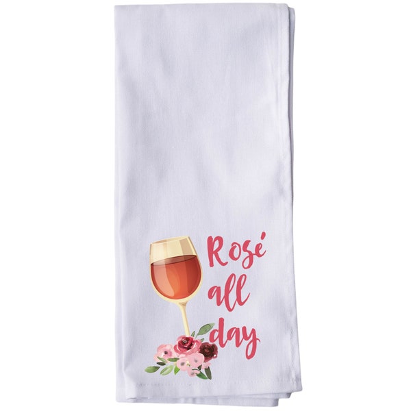 Rosé all day tea towel (Rose all day) Tea Towel