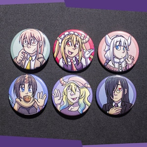 Kobayashi Dragon Maid Anime 1.5 Conjunto de botones Pinback