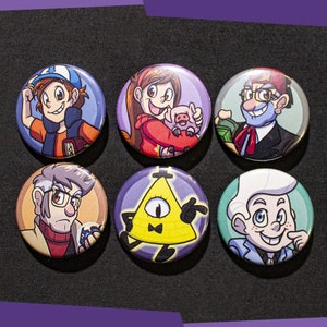 Gravity Falls Cartoon 1.5 Pinback Button Set