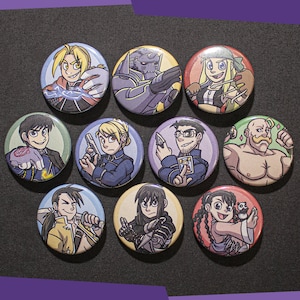 Fullmetal Alchemist Anime 1.5 Pinback Button/Magnet Set