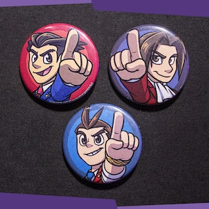 Ace Attorney Gaming 1.5 Pinback Button Set