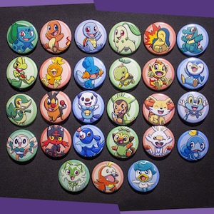 Pokémon Starters Gaming 1.5 Ensemble de boutons pinback