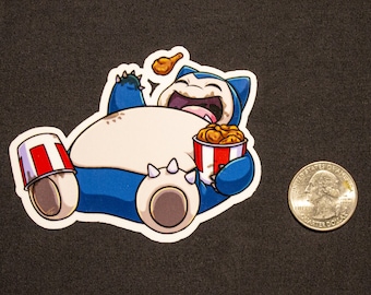 Pegatina de vinilo brillante de 3 pulgadas de Chicken Snorlax
