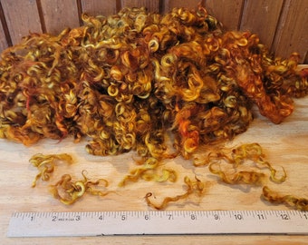 2 oz. Wool Lock Sampler Orange and gold mix  Dyed Locks for Needle Felting, small doll hair