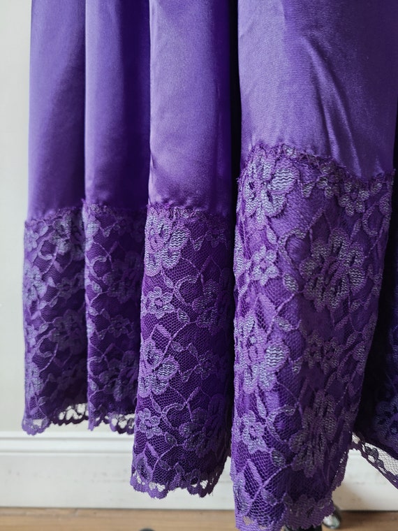 80s formal dress /  purple satin and lace evening… - image 10