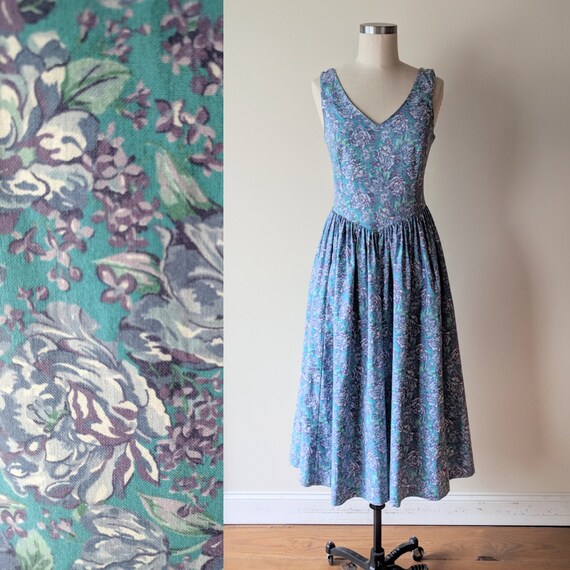 80s Laura Ashley dress / rose floral / cotton Lau