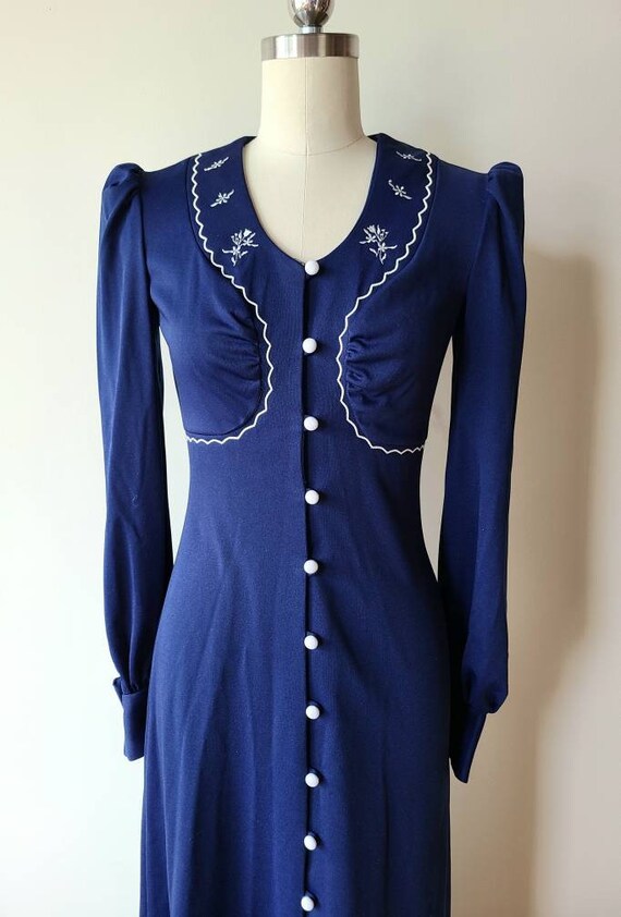 70's maxi dress / juliet double knit hippie dress… - image 4