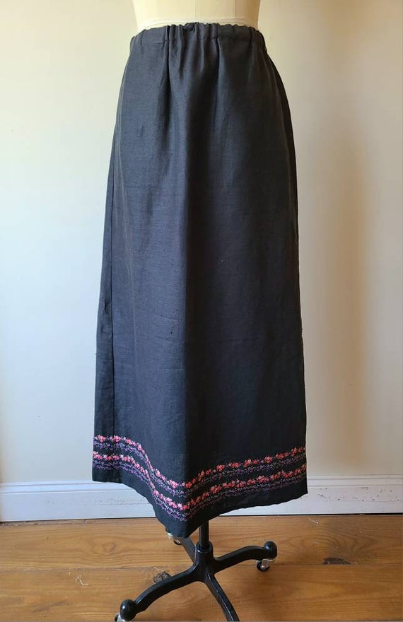 80s linen maxi skirt / black linen maxi skirt wit… - image 7