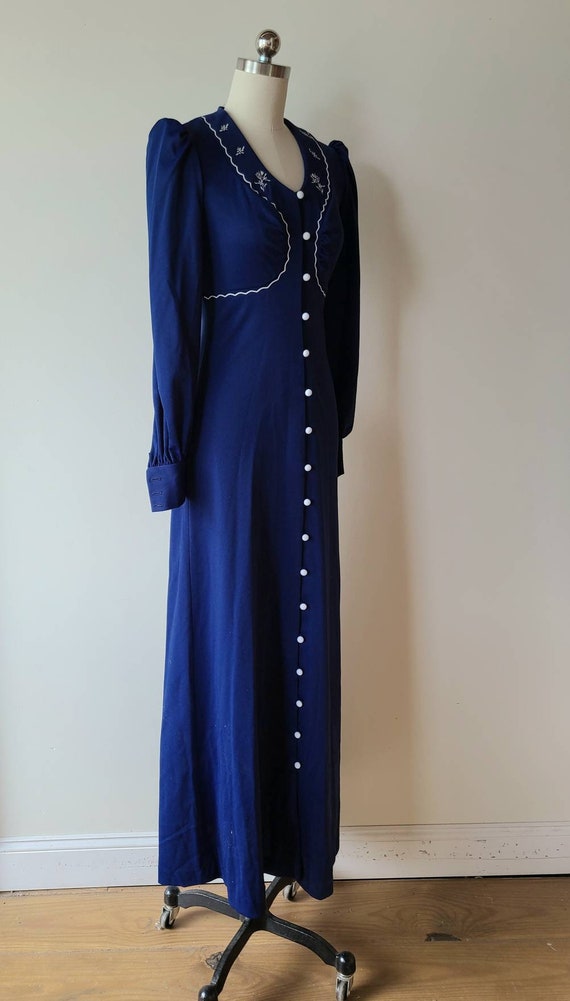 70's maxi dress / juliet double knit hippie dress… - image 5
