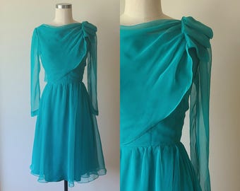 Vestido de cóctel estilo años 60 con espalda drapeada / Vestido bombacho talla XS