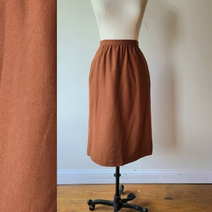 70s Lanz high waist wool skirt/ rust wool midi skirt by Lanz Originals size small