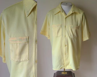Vintage 1960s Penneys Towncraft Loop Collar Shirt Mens Size Medium