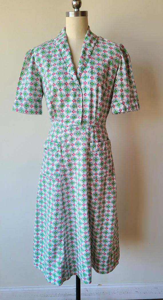 Vintage 30's-40's feed sack dress / cotton geomet… - image 7