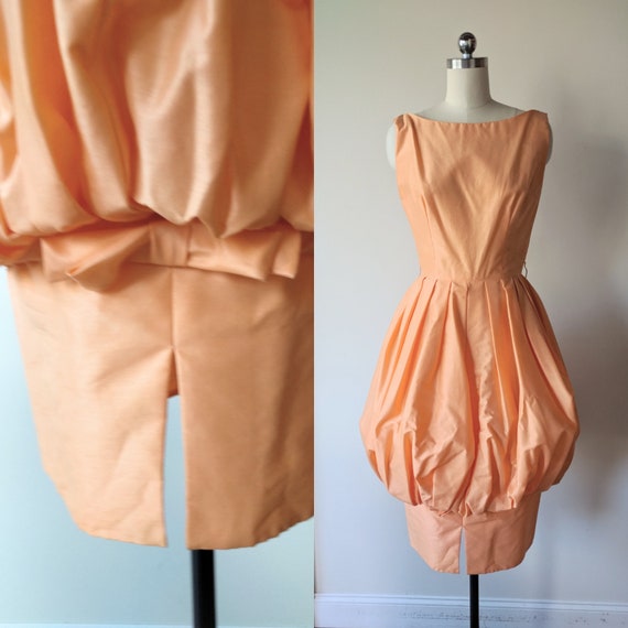 50's bubble dress/ Natlynn Apricot cocktail dress