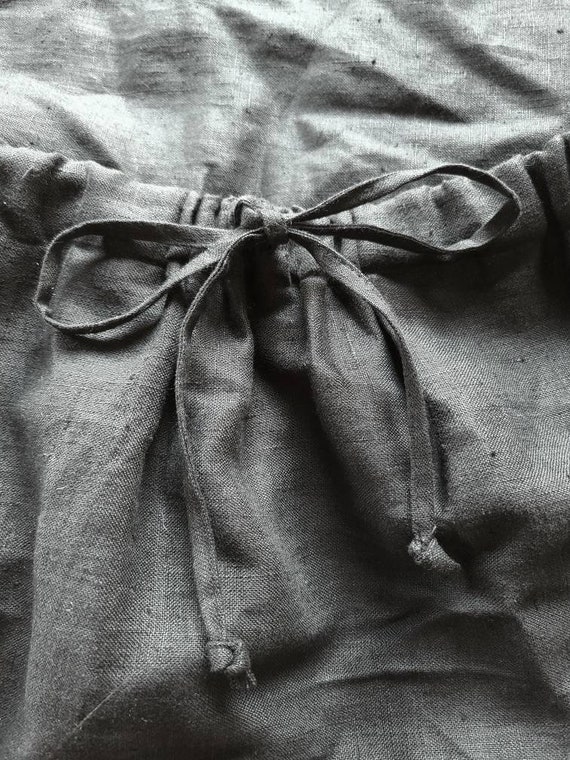 80s linen maxi skirt / black linen maxi skirt wit… - image 8