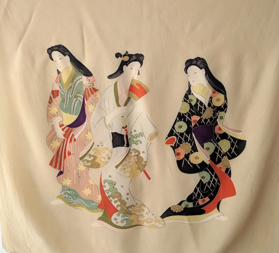 Vintage Geisha wrapping cloth / japanese geisha sc