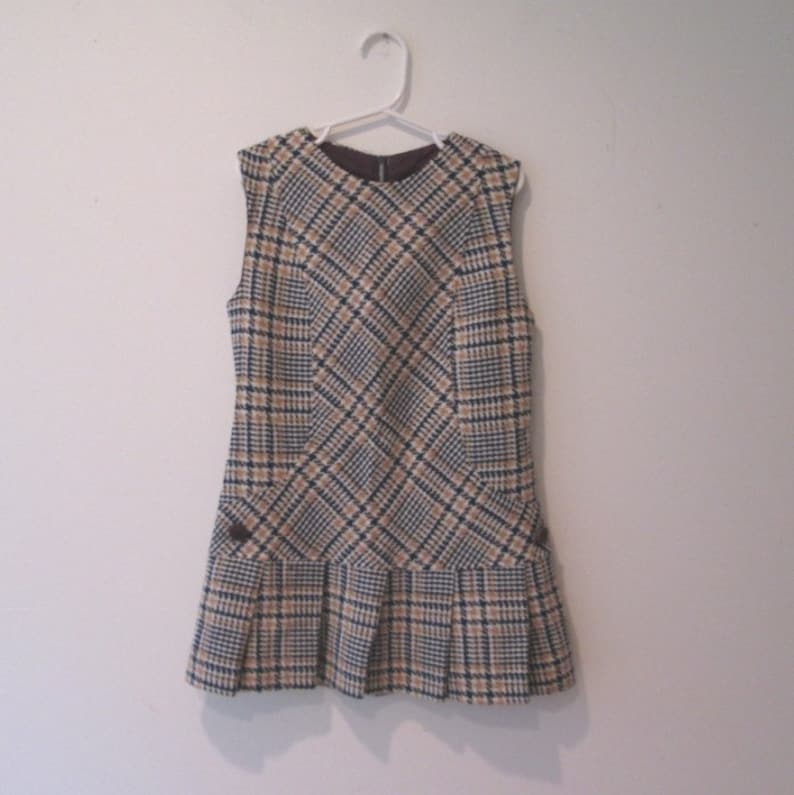 60/'s Girls Scooter jumper Plaid drop waist big plaid dress by Russ Girl size size 6