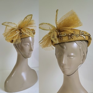 Vintage Deborah Hat / Gold Mesh and Wool Hat With Sequins  display picture 1