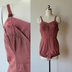 50&#39;s Jantzen Swimsuit/ one piece bathing suit / pin up swimsuit / copper color bathing suit /  size extra small
