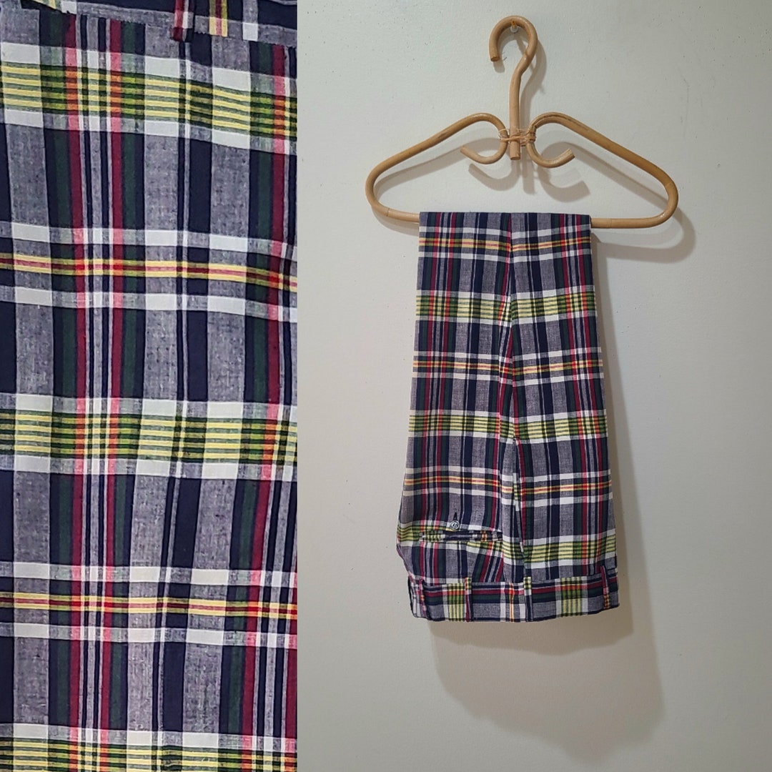 60's70's India Madras Pants / Cotton Plaid Slacks / Etsy