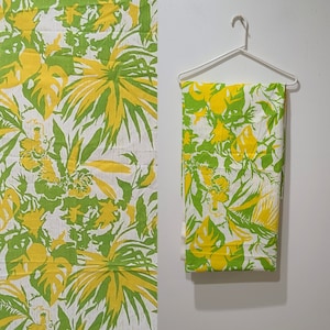 4 1/2 yards 70s Greeff fabric / tropical floral green yellow / tropical forest from Garden Party series / printed in England Warner & sons