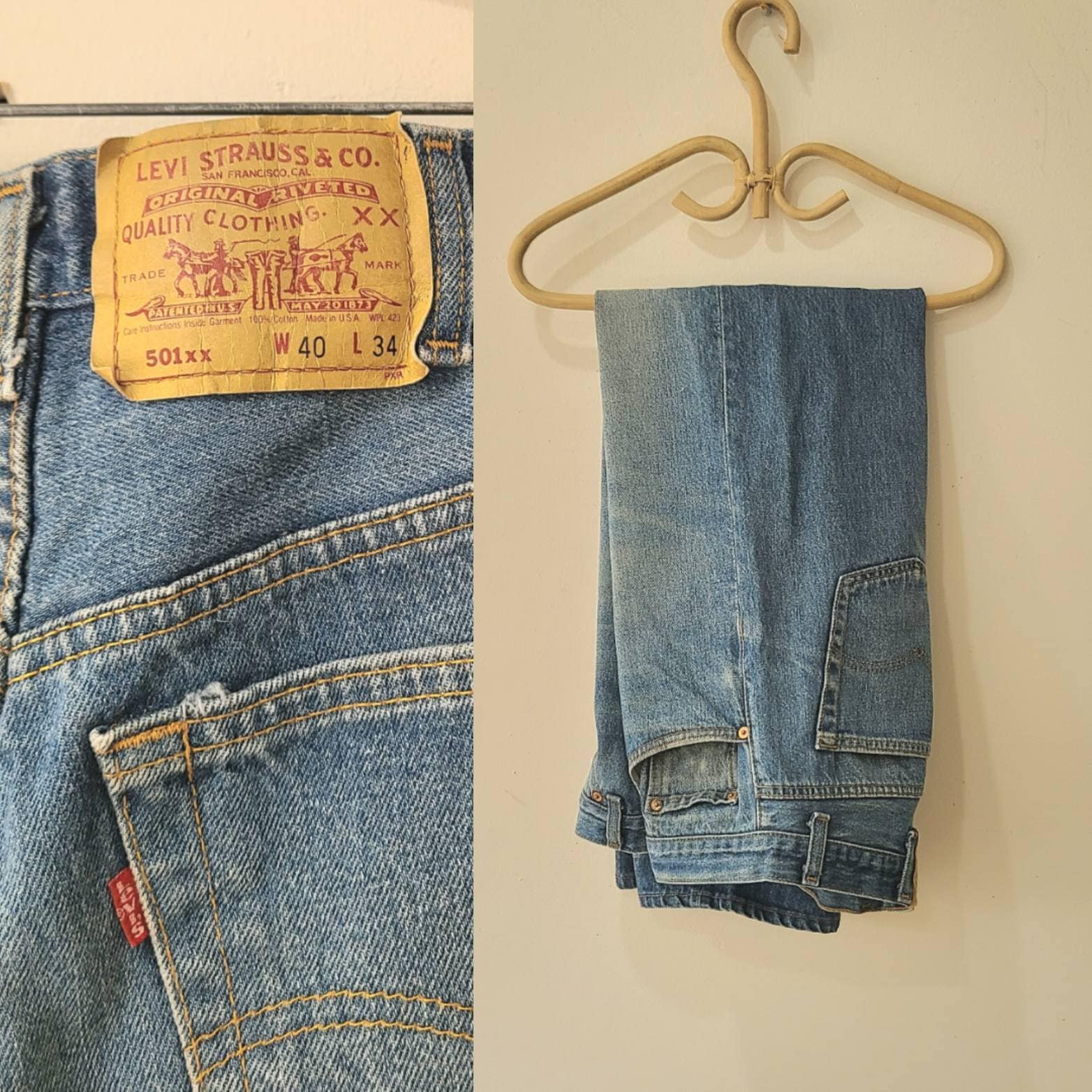 Vintage 90's 501xx Levi Jeans /distressed Button Front Levi Blue