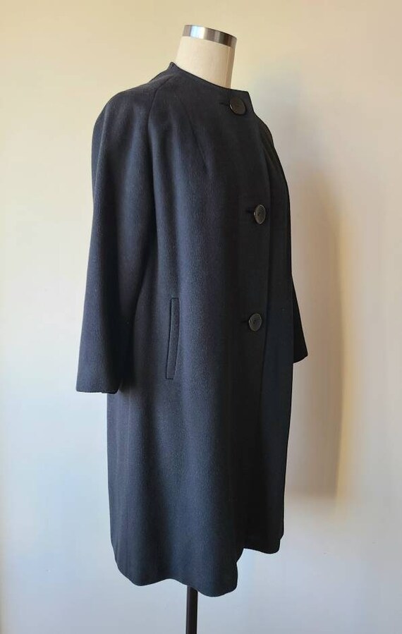 50s-60s cashmere coat / black cashmere full coat … - image 4