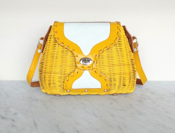 60's wicker purse / Marchioness for Macy Co / mod