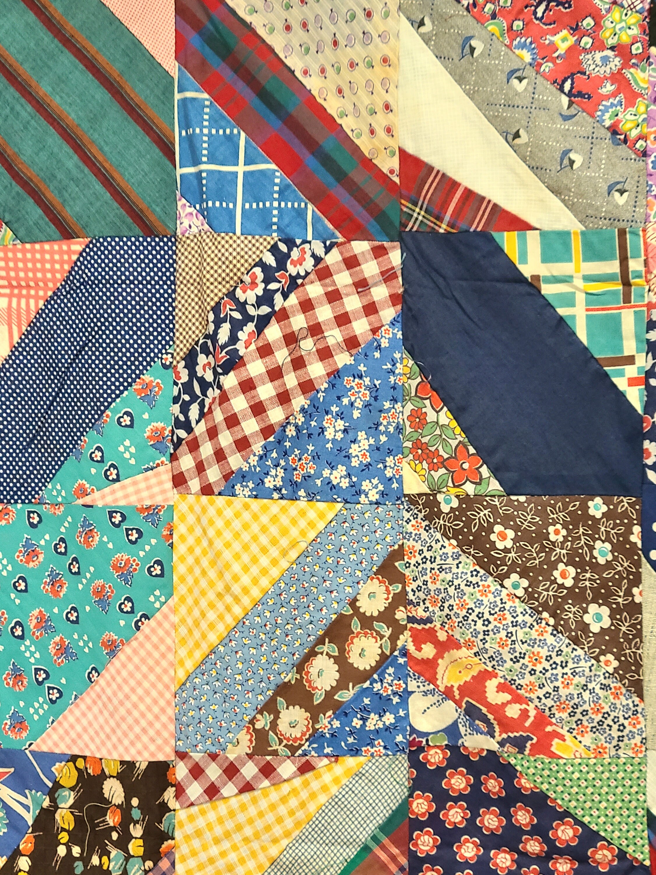 【USA vintage】feed sack アンティークキルト ドレスデン 🌟 1920's Vintage Antique Dresden Plate Quilt Full Flour