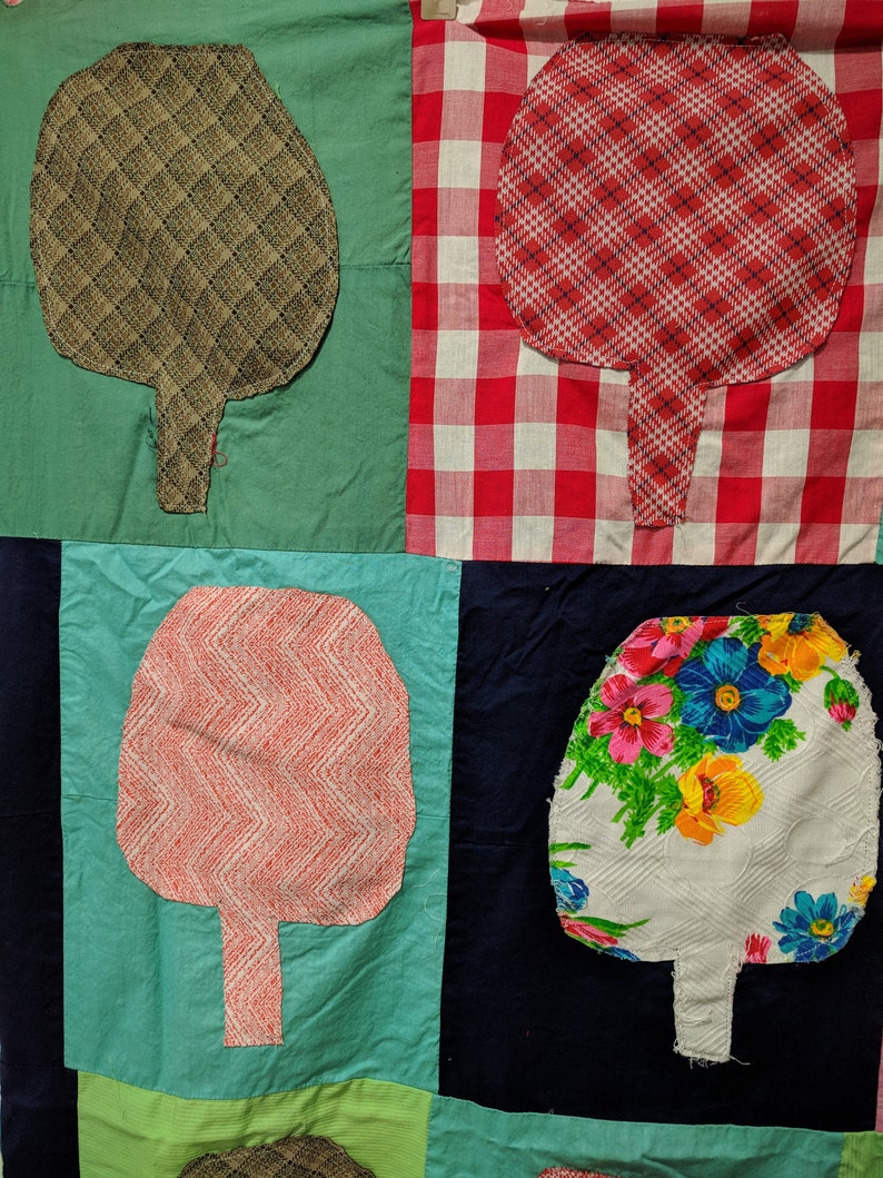 60/'s-70/'s Phsychedelic Quilt color block quilt top op art fiber wall art