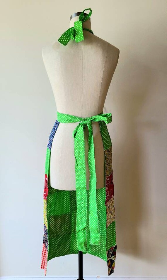 70's apron / patchwork pinafore maxi apron / full… - image 8