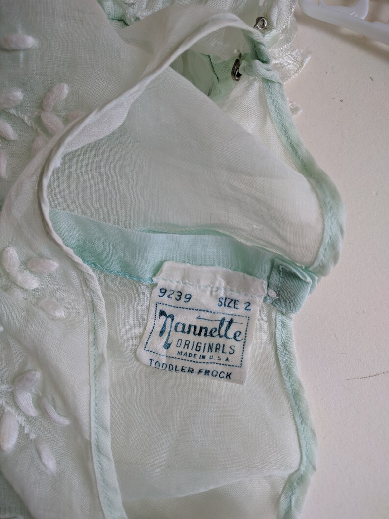 50's organdy dress / pale mint green sheer toddler Etsy